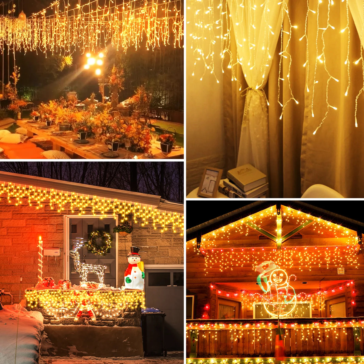 17M/10M/7.5M String Lights LED Fairy Garland Christmas Lights Waterproof Snowproof 8 Modes DIY Lamp Decoration for Home Garden Wedding Birthday Party New Year Street with 10 Cable Ties (15cm Each)