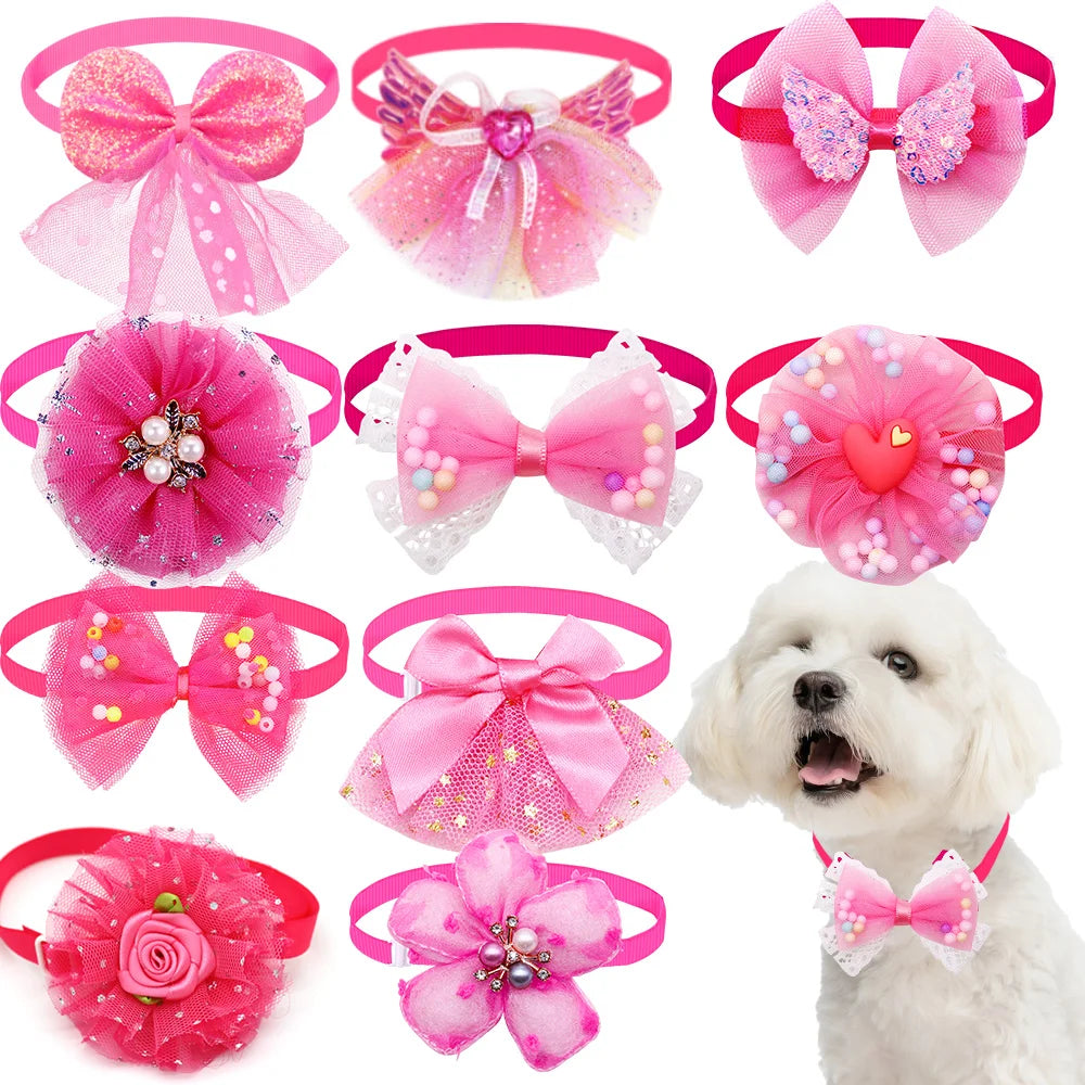 50PS Small Dog Cat Bowtie Cute Bulk Lace Pet Dog  Bowties Collar For Dogs  Grooming Accessories Pet Supplies For Small Dogs