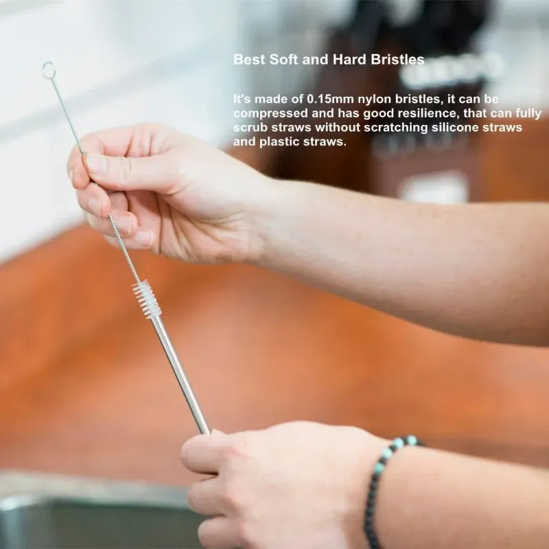 5/10pcs 6mm Drinking Straws Cleaning Brushes Stainless Steel Soft Hair Glass Tube Cleaner Reusable Straw Bottle Cleaning Tools