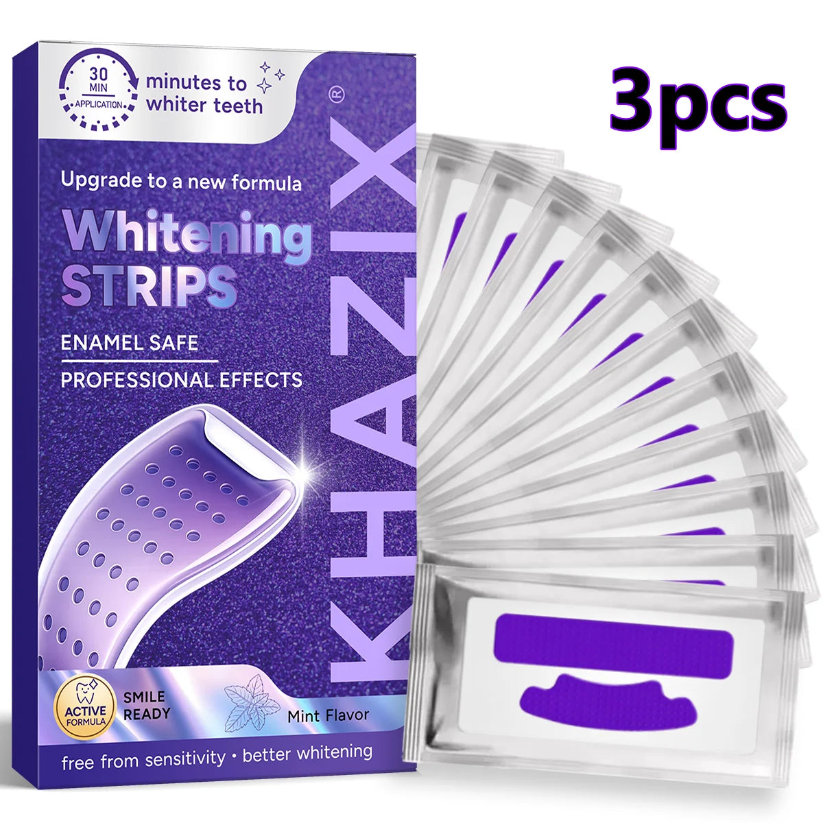 Teeth Whitening Strips Kit 2/3/7PCS, Gentle Purple Whitening Strips for Enamel Care and Brighter Looking Teeth.