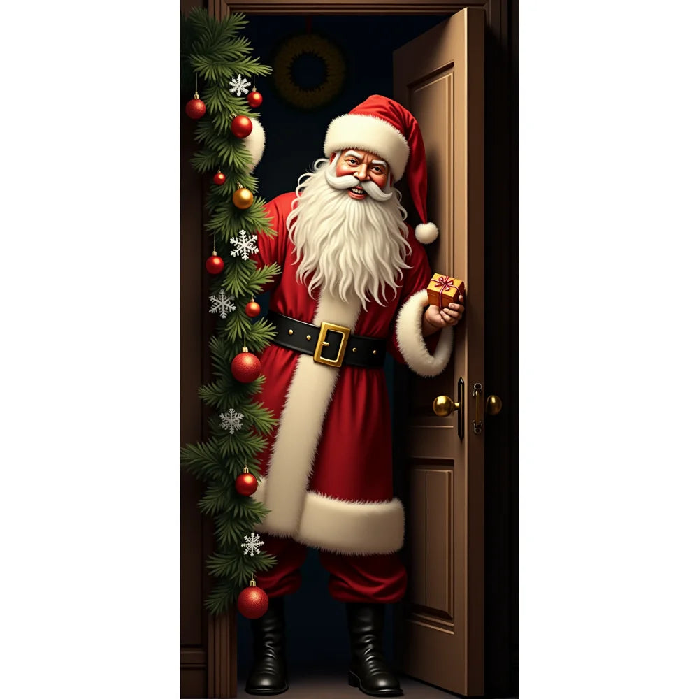 Christmas Door Hanging Banner Merry Christmas Decoration For Home  Navidad Christmas Wall stickers Xmas Gift New Year