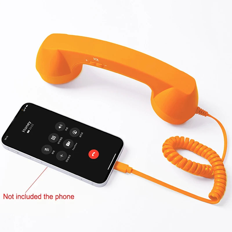 Retro Mobile Phone Handset Headphone Type-C Tangle Free Wire Landline Handle Receiver Telephone Style Handheld Phone Receiver