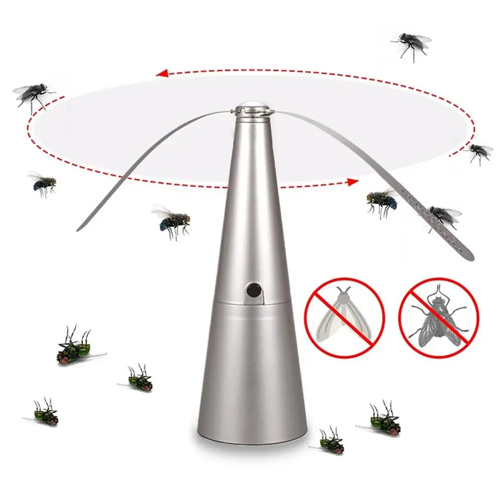 Portable 360° Rotating Automatic Soft Mosquito & Fly Repellent Fan Battery Powered Ideal for Outdoor Family Picnics