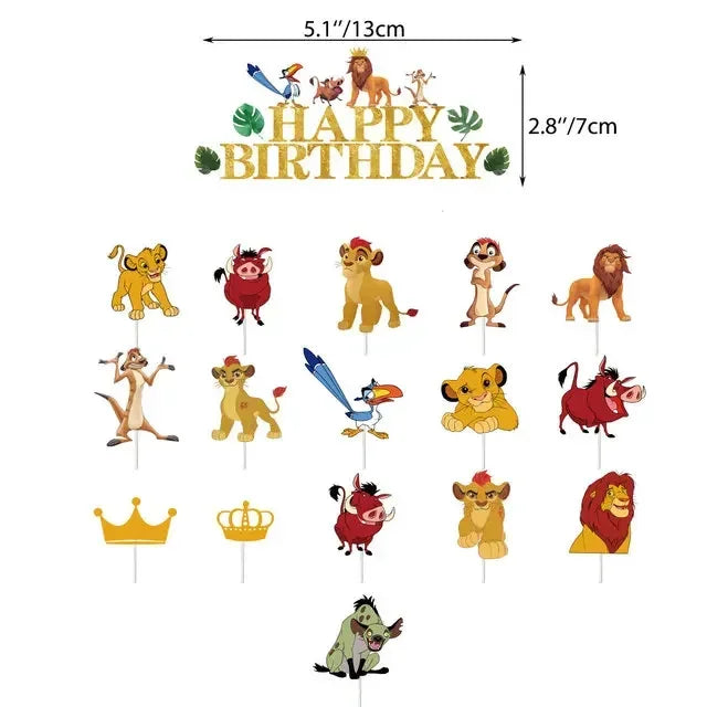 Simba Lion King Birthday Party Decorations Disposable Tableware Balloon Tablecloth Napkin Cup Cake Topper for Kids Baby Shower
