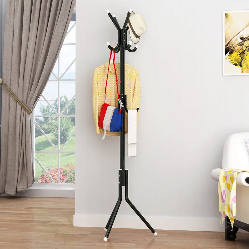Adjustable Metal Coat Rack with 9 Hooks — Multi-Functional Single-Rod Clothing Rack, Column-Style Coat Rack, Upright Clothing Storage, Suitable for Home, Office, Dressing Room, Bedroom, Living Room, and Hallway — Special