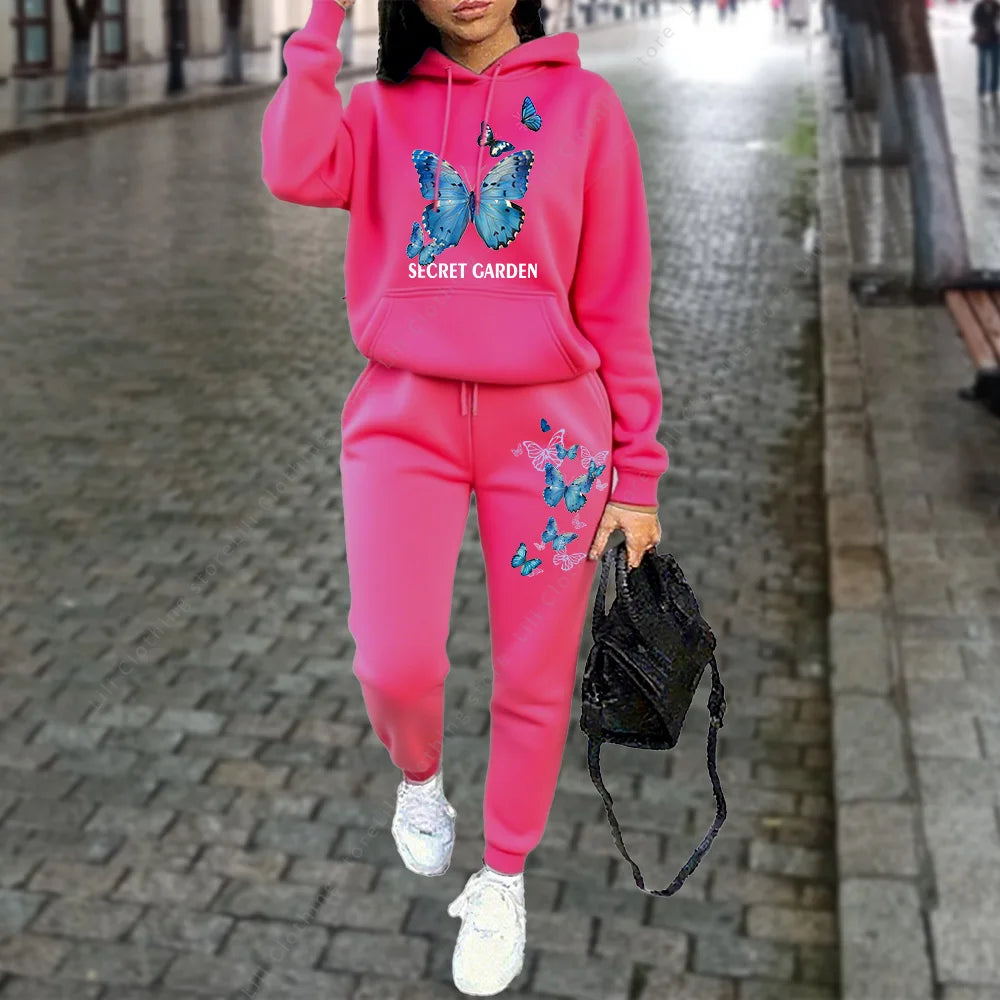 Autumn Winter Women Tracksuit Hoodies Pants Two Piece Sweatshirt Sweatpant Jogging Sports Suit Outfits Woman Clothing Aesthetic