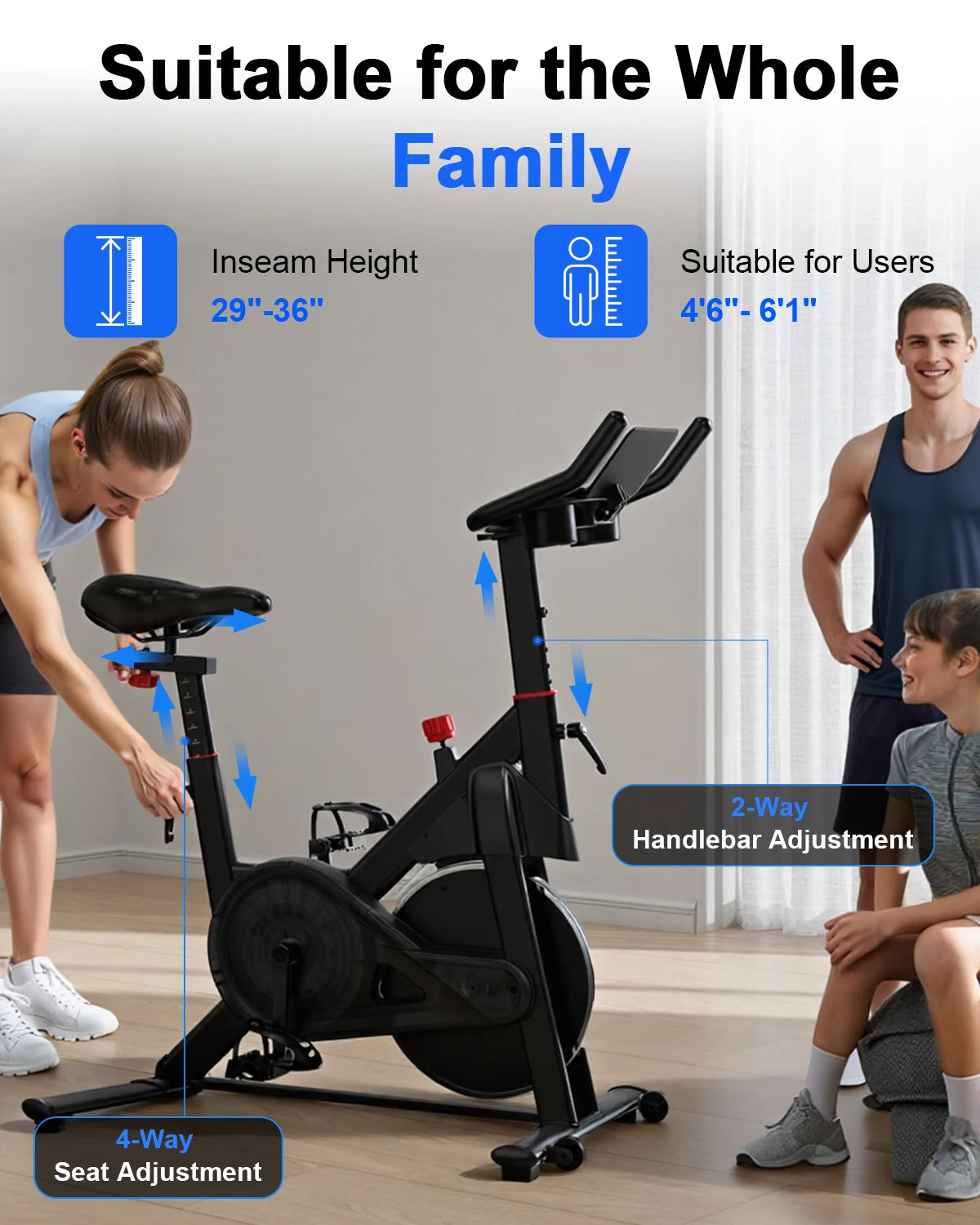 Superun Magnetic Control Exercise Bike Large Tablet Holder Comfortable Seat Indoor Cycling Bike Cardio Fitness Bike