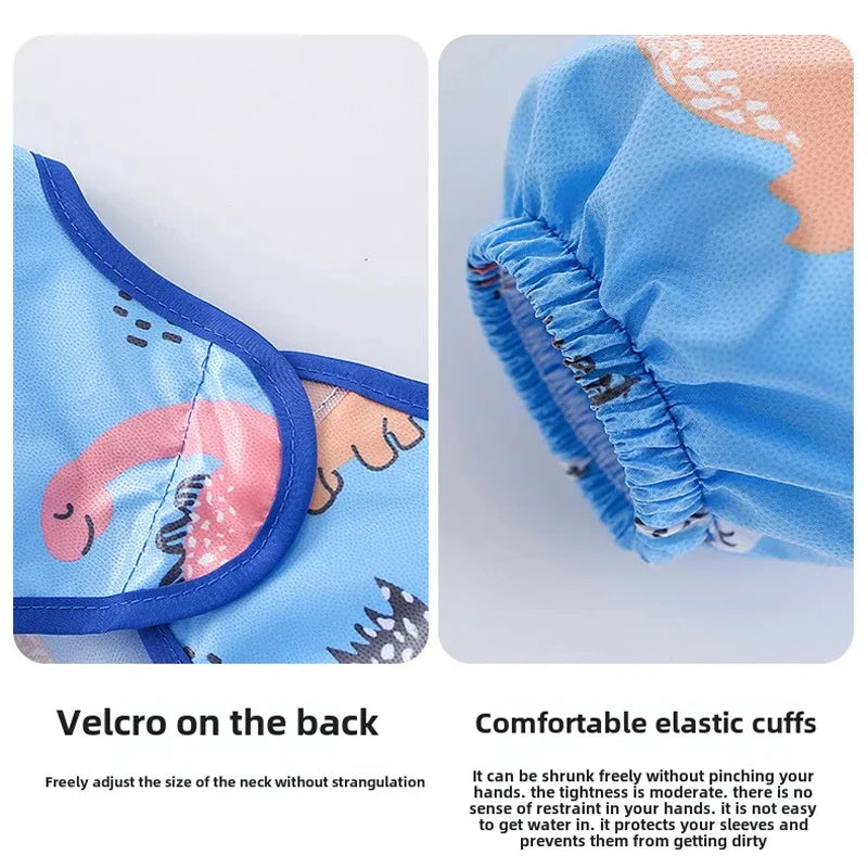 Baby Bibs Art Drawing Apron Toddlers Reverse Long Sleeve Waterproof Smock Boys Girls Bib Kindergarten Children Feeding Aprons