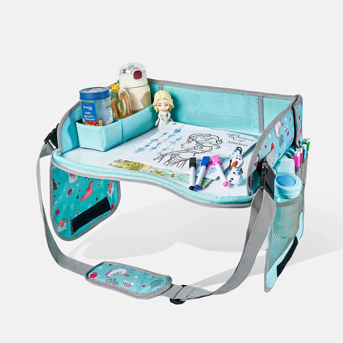 Baby Kids Car Seat Travel Portable Drawing Board Waterproof Safety Seat Play Snack Draw Table Organizer Storeage Table