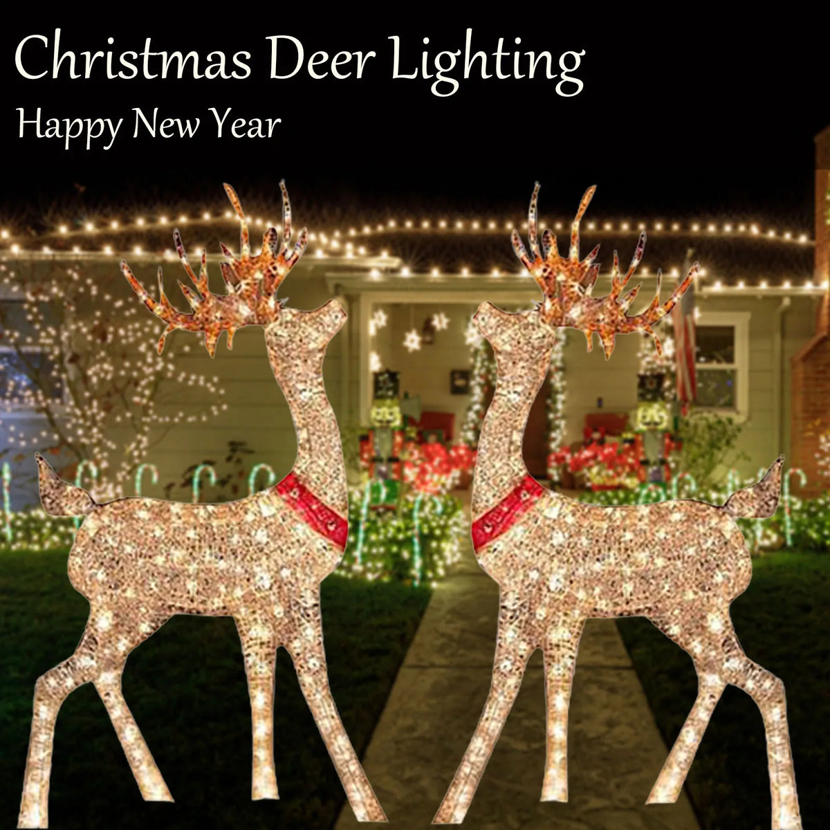 Christmas Lighted Deer Decoration Light Led Reindeer Elk Luminous Sculptures Garden Lawn Outdoor Yard Christmas Drop Ornaments