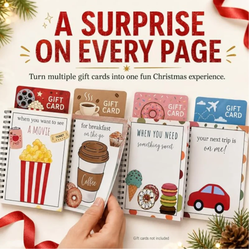 Christmas Gift Card Book Merry Christmas Diys Gift Cards Spiral-bound Merry Christmas Cards Books Cute Diy Gift Card Xmas Gifts