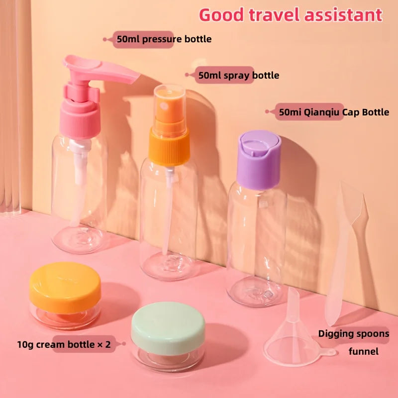 7pcs Travel Toiletry Bottle Set Refillable Leakproof Containers for Camping Gym Portable Lightweight Essentials