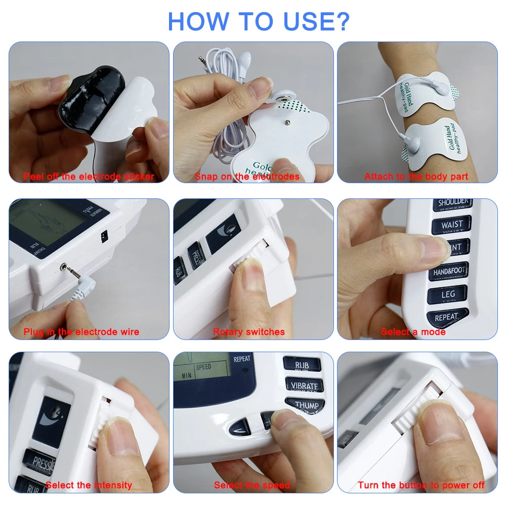 Electrical EMS Tens Massage 10 Modes 16 Pads Pulse Neuromuscular Muscle Stimulator Massager Machine Body Relaxation Device