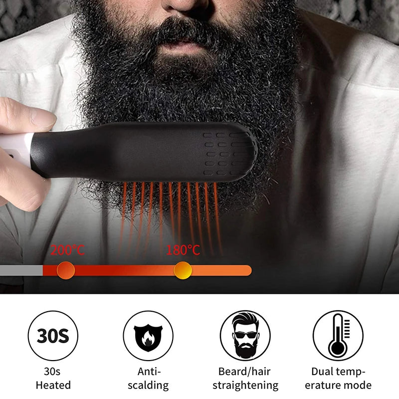 Electric Hot Comb Straightener Multifunctional Quick Heated Men Beard Care Brush Beard Anti-Scald Straightener Comb Hair Tools