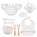 9Pcs Baby Silicone Non-Slip Suction Bowl Plate Spoon Waterproof Bib Cup Set Baby Crab Dishes Food Feeding Bowl for Kids BPA Free