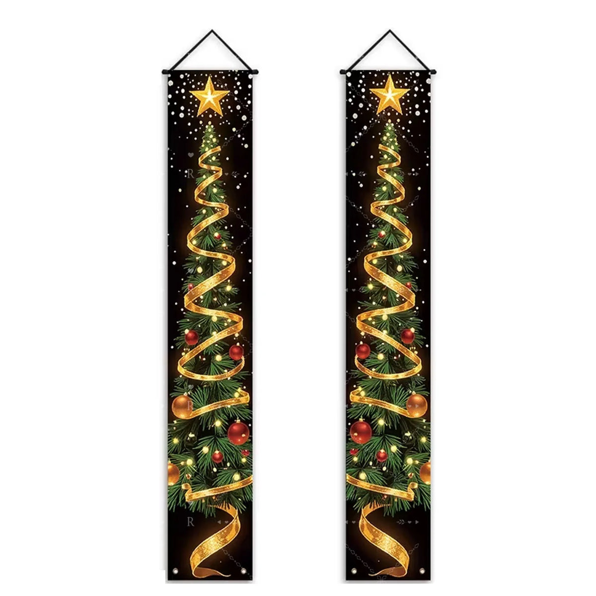Merry Christmas Theme New Year Party Decorations Couplet Santa Claus Snowman Christmas Tree Wall Door Hanging Flags Banner Props