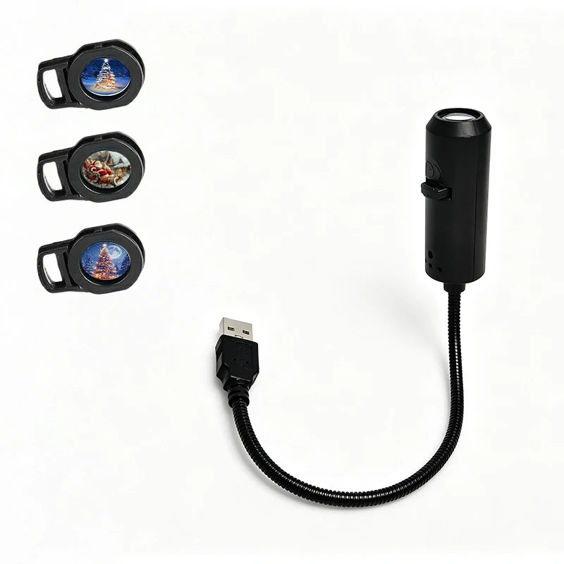Halloween Decor Projector Lamp USB Powered LED Projection Light with Interchangeable Pattern Slides Adjustable Gooseneck Ambient