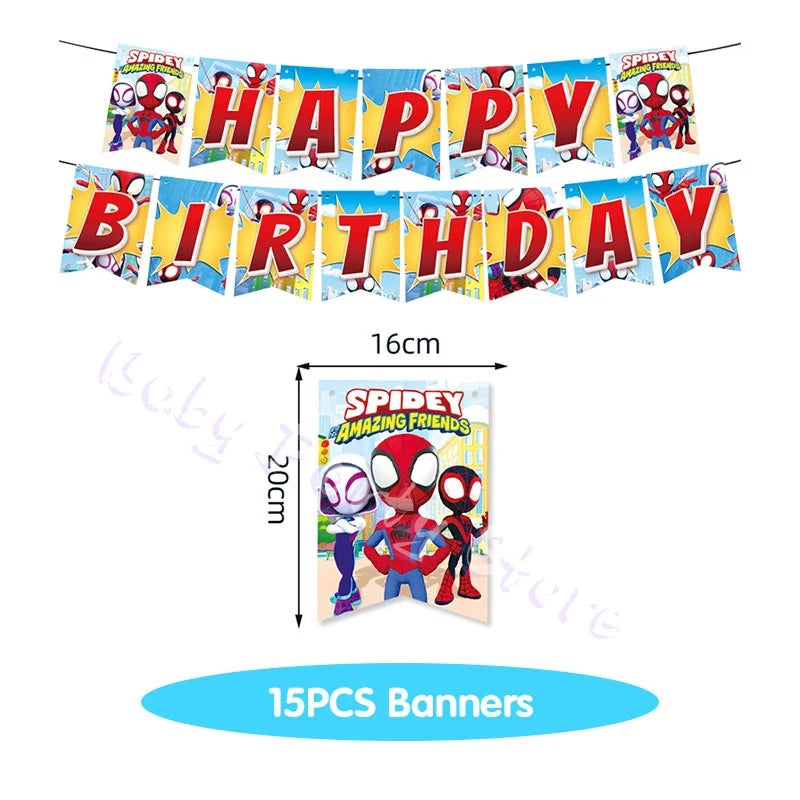 Spider And His Amazing Friends Birthday Decorations supplies Kit Plates Cups Tablecloth Backdrop Balloons Party decor gifts