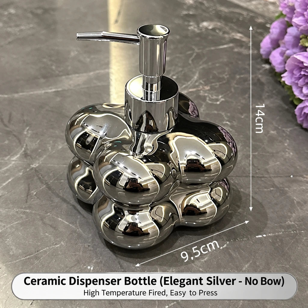 Creative Ball Ceramic Shampoo Potion Bottle Luxury Plating Silver Press Lotion Bottle Toilet Soap Dispenser Bathroom Accessories