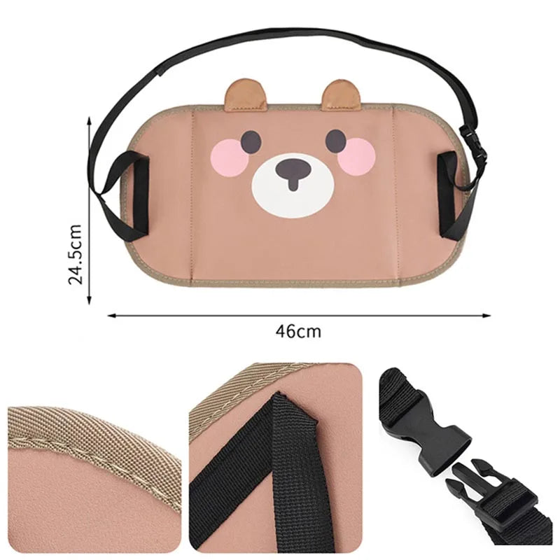 Kids Cartoon Car Seat Foot Support Universal Bear Car Travel Rest Foot Mat Portable Auto Backseat Suspension Hammock Footstool