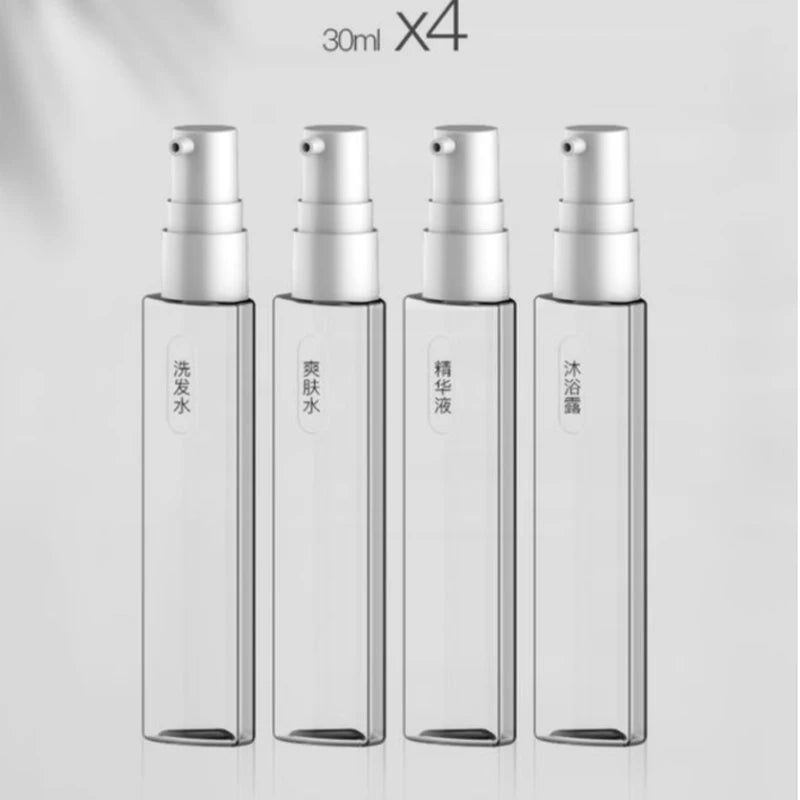 4 In 1 Travel Liquid Dispenser Split Bottle Shampoo Lotion Shower Gel Soap Bottle Empty Sub-bottle Press Container Bottles