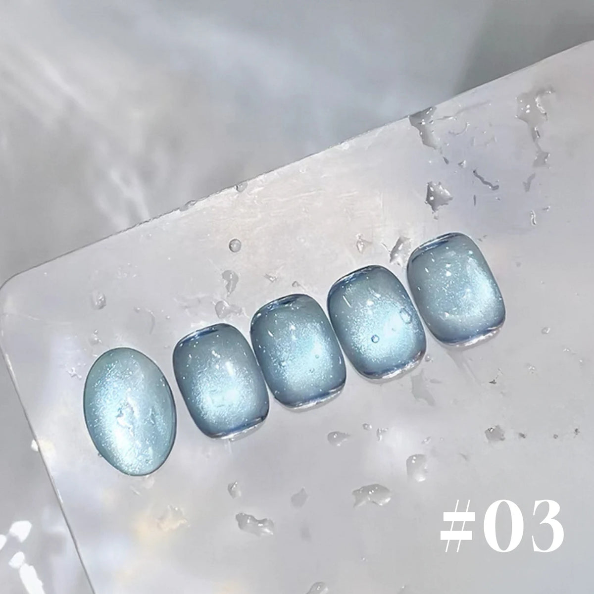 12ML 1-6PCS Summer And Autumn Island Glass Bead Magnet Cat Eye Gel Nail Polish Blue Nails Nail Art Nail Supplies