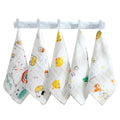 5PC Towel 25 * 25cm Six Layer Gauze Cotton Face Wash Waby Towel Kids Baby Newborn High-Density Fashion Cartoon Handkerchief New