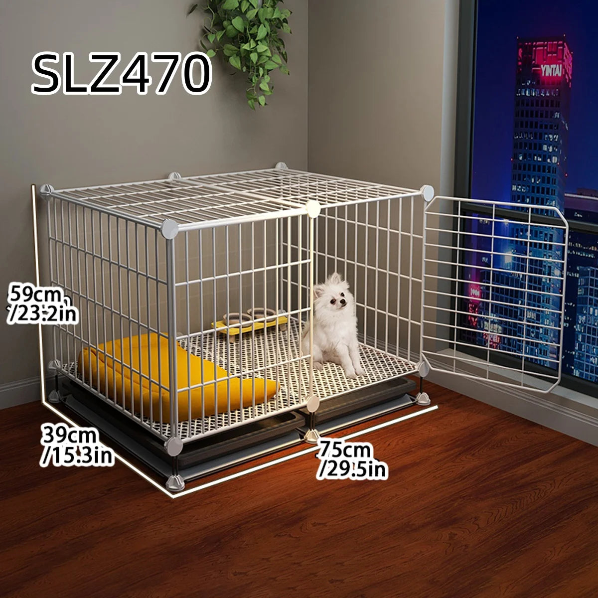 Dog Cage for Small Dogs Like Pomeranian, Teddy, Bichon, Warm Winter Pet Kennel for Medium-Sized Dogs with Separate Toilet Area