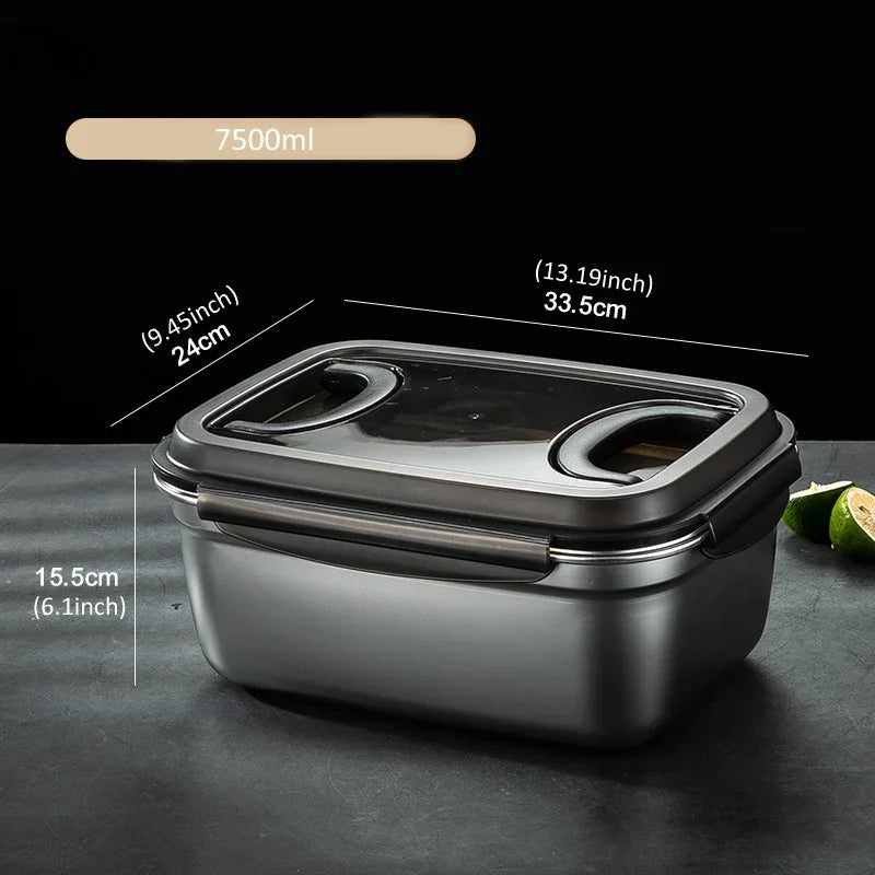 1x Lunch Box Bento Box 304 Stainless Steel Family Refrigerator Food Storage Containers Portable Outdoor Lunch Boxes 7 Sizes