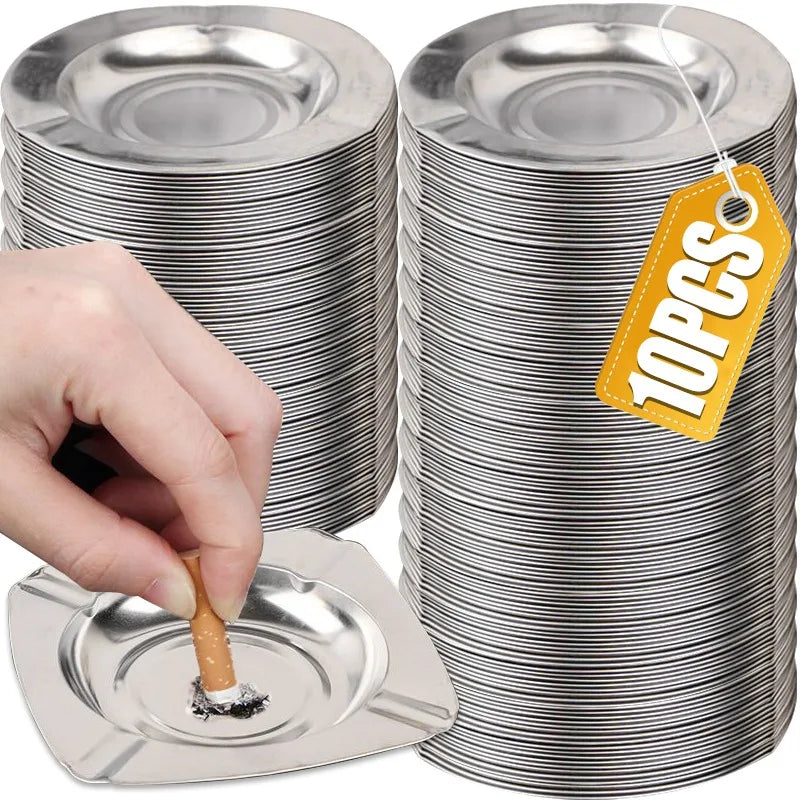 Stainless Smoke Ash Tray Smokeless Ashtray Holder Indoor Tabletop Metal Ash Tray Square and Round for Restrooms Coffee Shops
