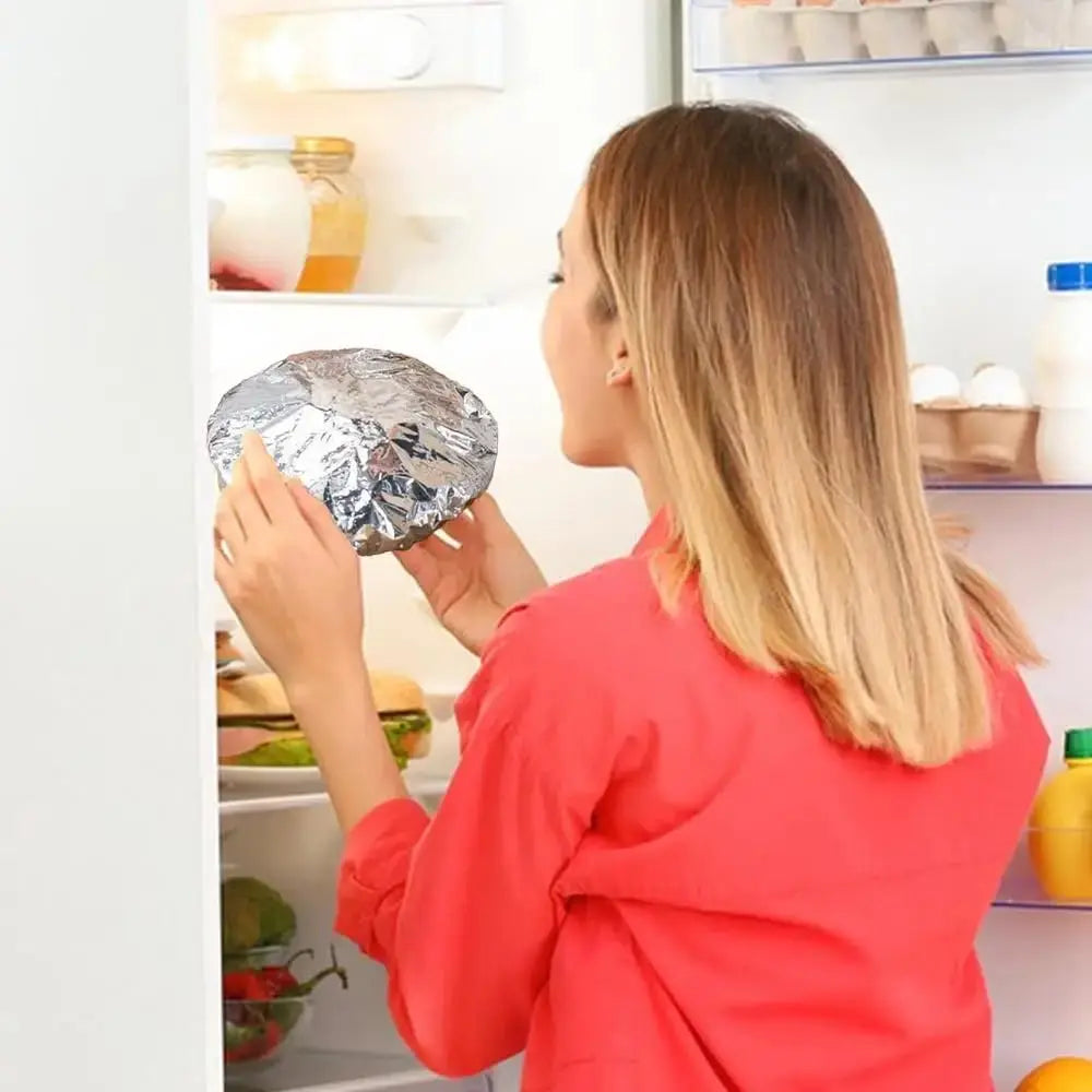 Easy Use Quick Cover Reusable Multi Size Aluminum Foil Food Covers Eco Friendly Kitchen Bowl Dish Storage Lids No Mess Home Use