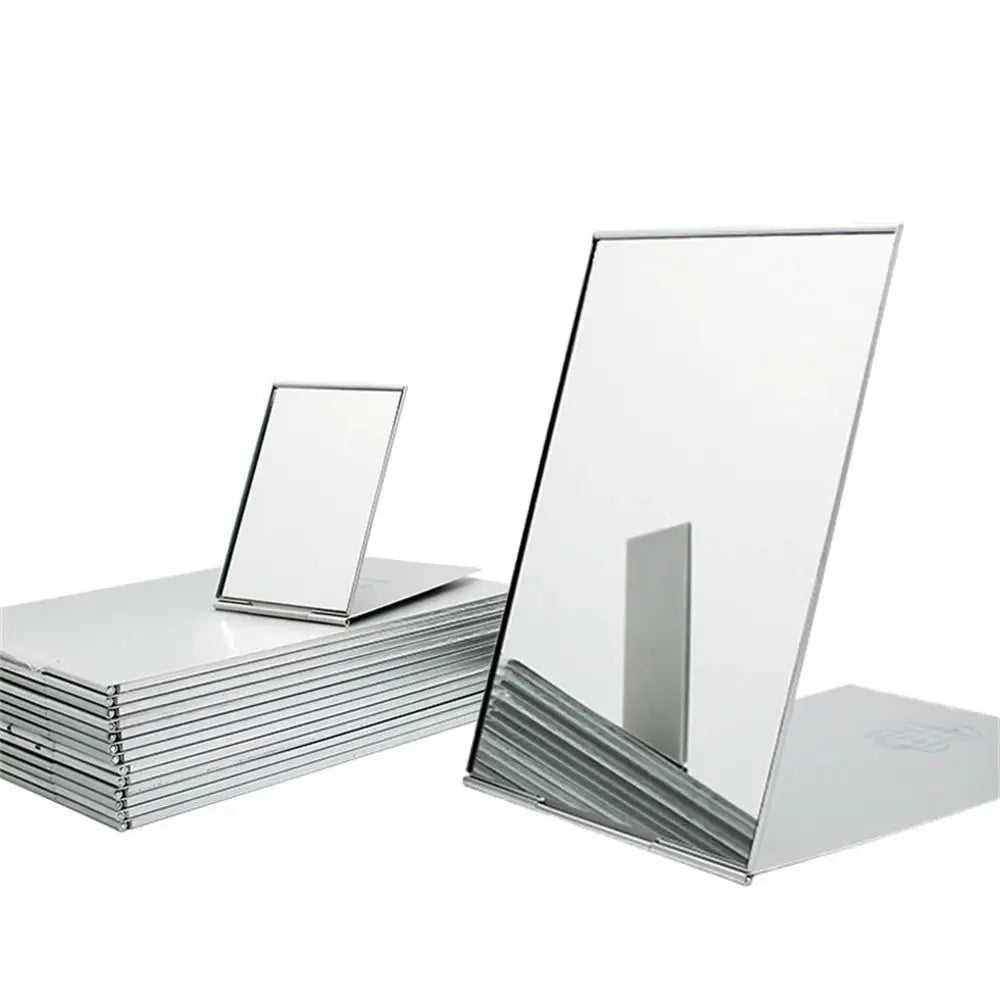 Small Mirror Aluminum Folding Mirror Foldable Compact Makeup Mirrors Rectangle Ultra-thin Pocket Mini Mirror Travel Use