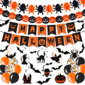 Halloween Decorations, Party Supplies Set Includes Happy Halloween Banner Skeleton-Themed Bunting Garland Wall Stickers Party